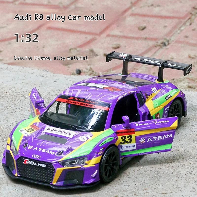 

1/32 R8 Awakening Co-branded Alloy Car Model Model Of The First Machine Back To The Sound And Light Toys Racing