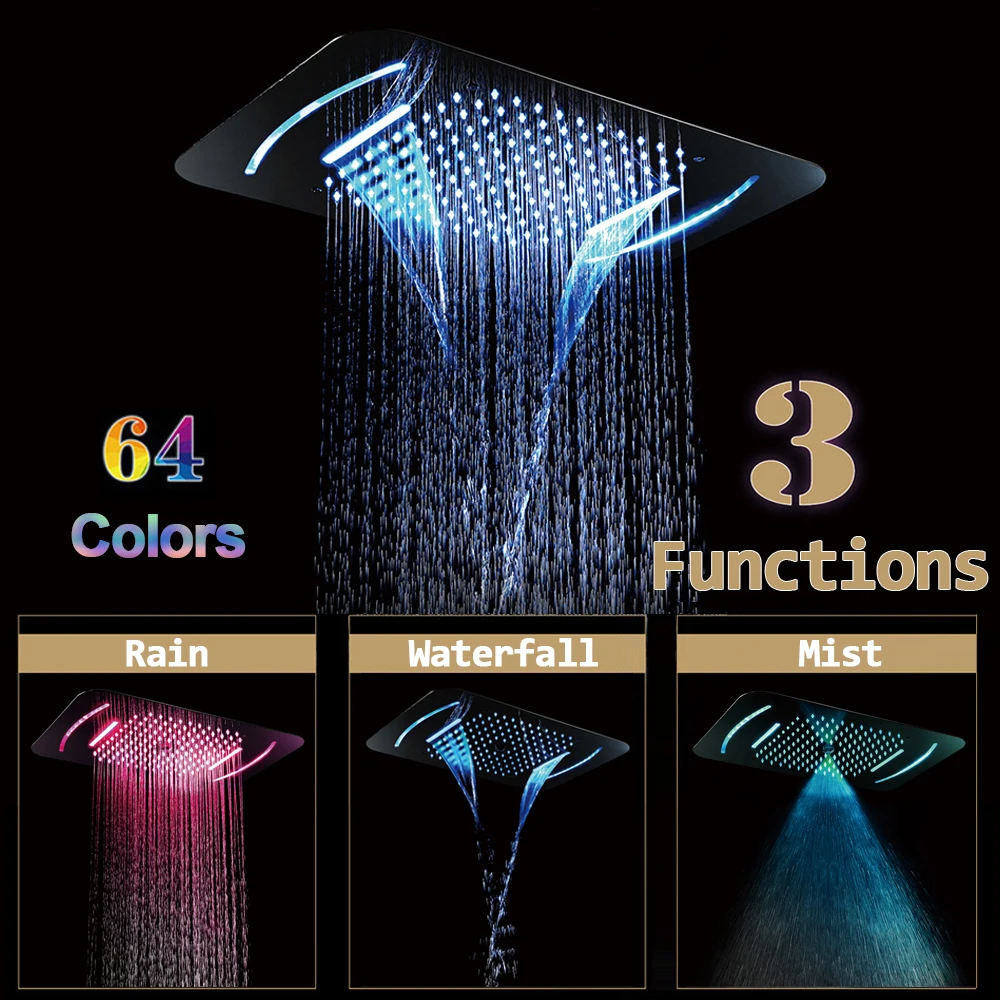 M Boenn Household LED Shower Set System Bathroom Shower Faucets Thermostatic Valve Mixer Tap Concealed Ceiling Rain Showerheads