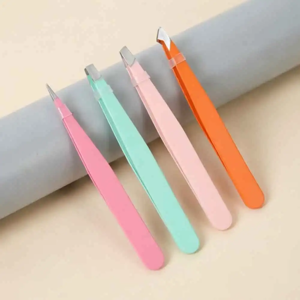 4PCS 크리스마스 다기능 클립 보관 가방 눈썹 핀셋 선물 스테인레스 스틸 다채로운 눈썹 트리머 미용 도구 세트