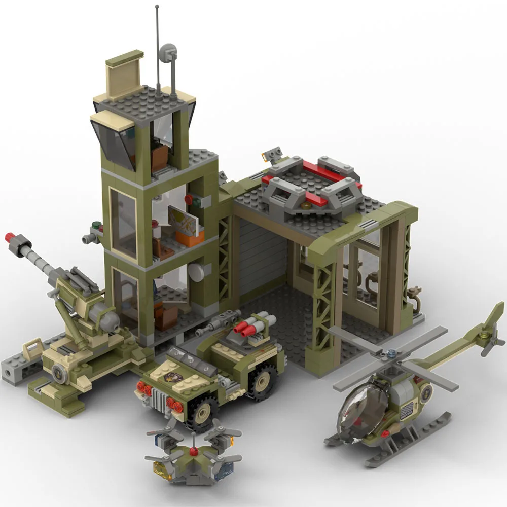 

Frontline Military Base Building Blocks City Machine Helicopter Car Figures Bricks Pack Construction Toys for Children Gifts