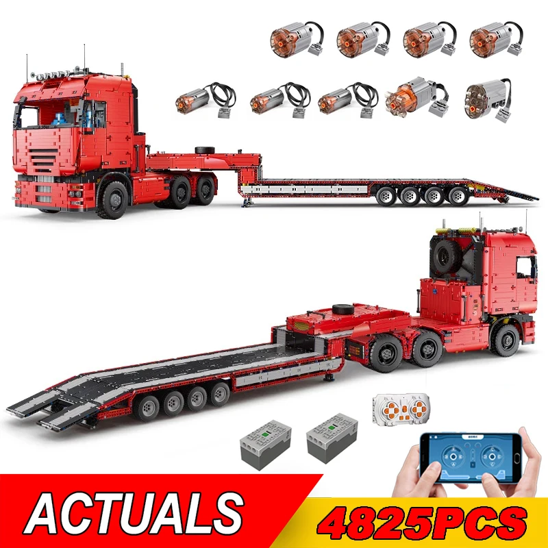 

MouldKing 19005 Tractor Truck And LOWBOY-Trailer compatible with Lucio's Tractor Truck High-tech Power Building Blocks Kids Toy