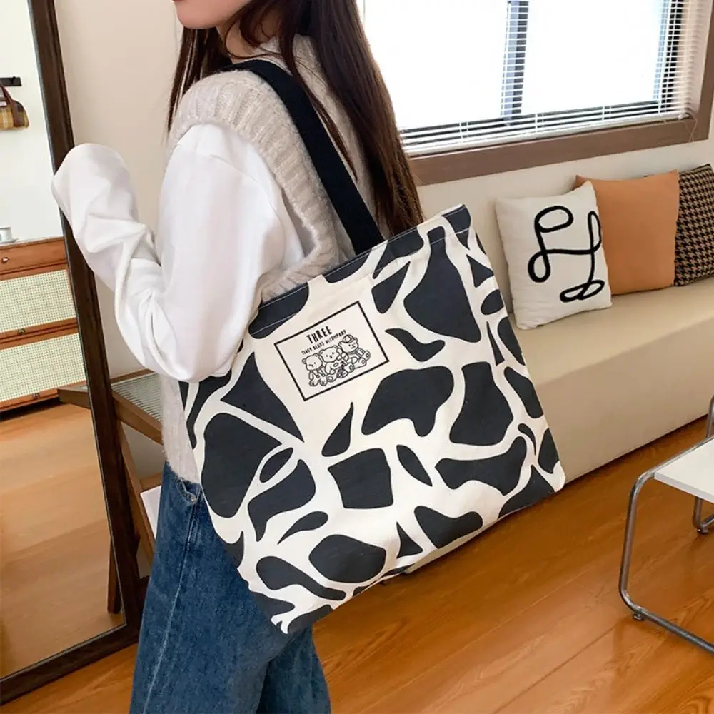 

Women Canvas Shopper Bag New Reusable Cotton Cloth Single Shoulder Bag Fashion Tote Book Bags Eco Shopping Bag