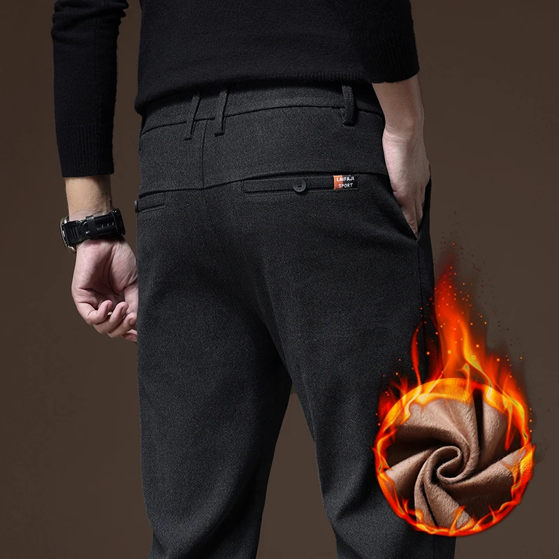 

2023 Autumn/Winter New SH Plush Brushed Light Business Men's Casual Pants Show Height, Slim Fit, Comfortable and Versatile