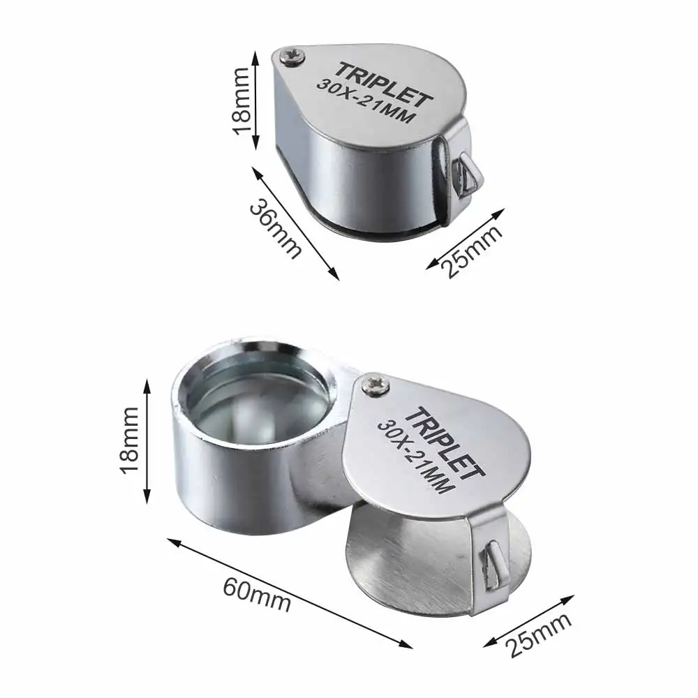 Jewelry Magnifying Glass Pocket 10x-30x 21mm for Coins Gems Stamps Watches Jewelers Diamond Eye