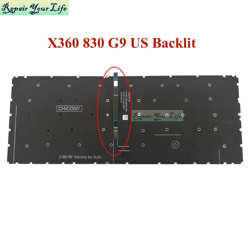 Teclado Retroiluminado para hp Elitebook Eua Inglês Mylar em X360 830 g9 835 g9 13 N08384 N08383 - Imagem 4