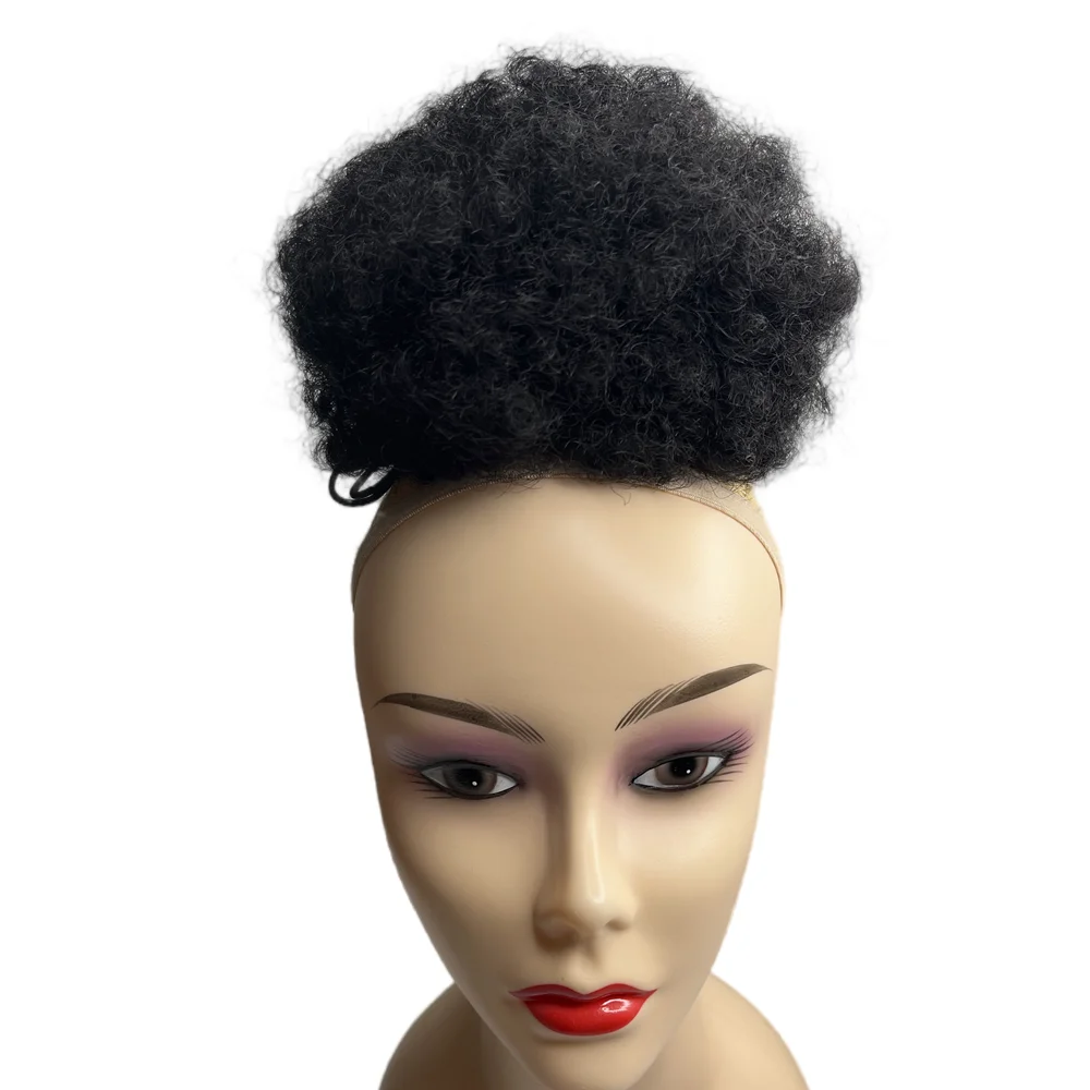 Afro Puff Drawstring Ponytail Extension for Black Women Short Human Hair Afro Puff Ponytail for Natural Hair Kinky Curly