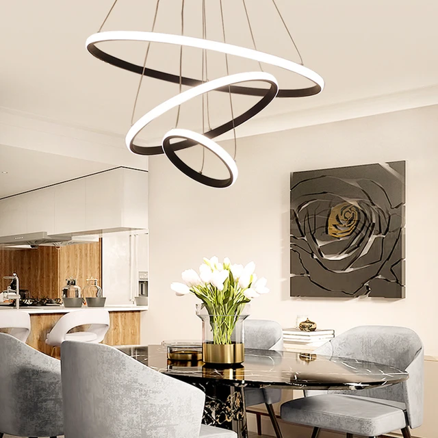 Simple Modern Hanging Light Adjustable Ceiling Chandelier High Brightness Decor Ornament for Living Room Dining Room Bedroom 4