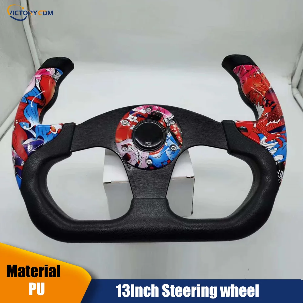 Modified Racing 13Inch 330mm Flat Drift Steering Wheel DType PU Universal