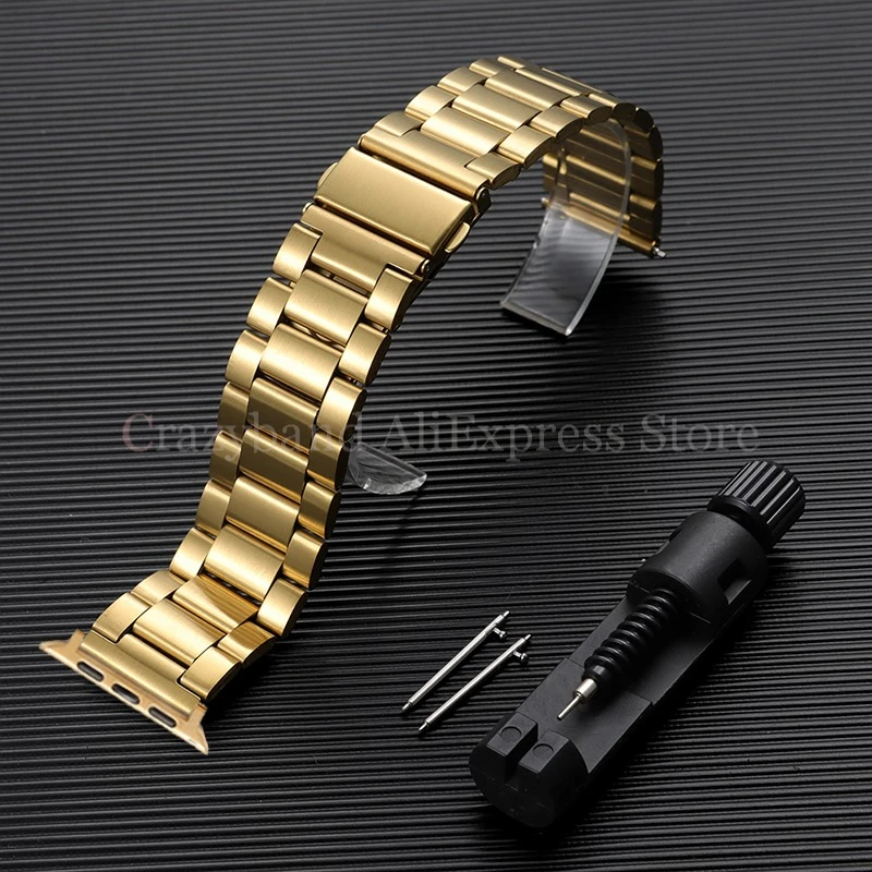 Premium Stainless Steel Watchband with Press Clasp – Elegant Replacement Strap