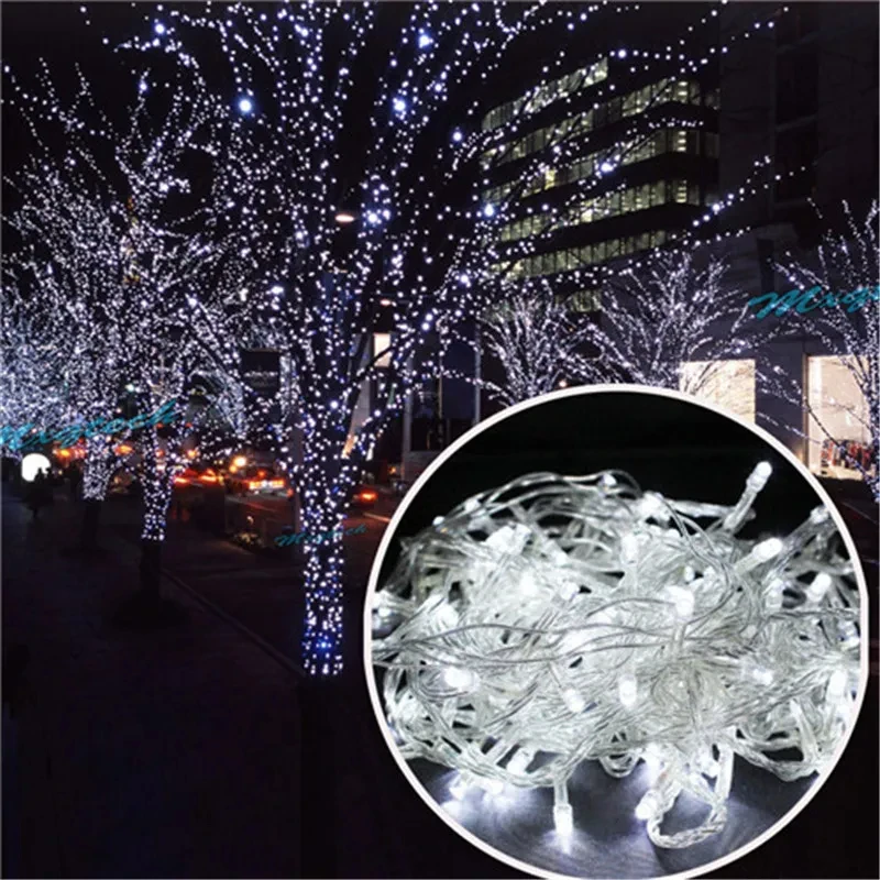 Luces decorativas de hadas para fiesta de bodas y Navidad, lรกmpara impermeable con enchufe de estrella centelleante, cadena de luces de 10m, 20m,