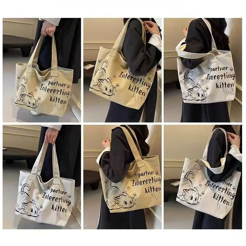Women's Fashionable Canvas Tote Bag - Stylish and Spacious Shoulder Bag with Zipper Closure