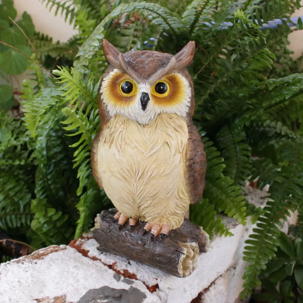 

Cute Owl Statue Animal Sculpture Waterproof Handmade Owl Figurines Resin Realistic Owl Ornaments Courtyard Balcony