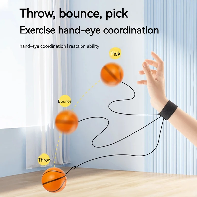 Returned Balls Wrist Elastic Ball Wrist Return Ball Hand Throw Back Exercise Coordination Gift Diameter 6Cm 1Pc