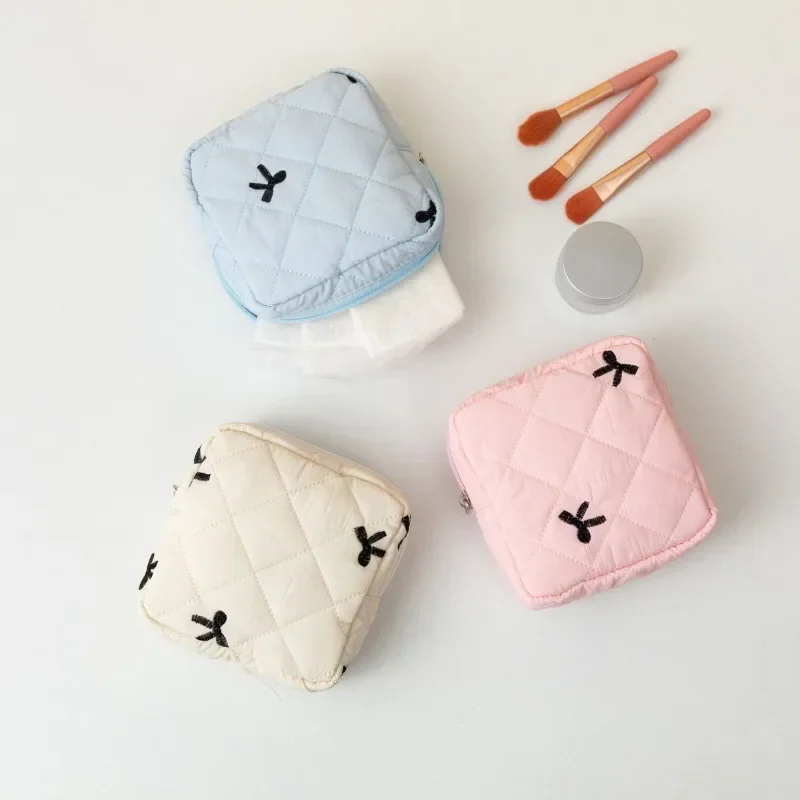 Sanitary Napkin Storage Bags Cute Large Capacity Cartoon Bow Portable Girls Physiological Period Tampon Organiser Pouch