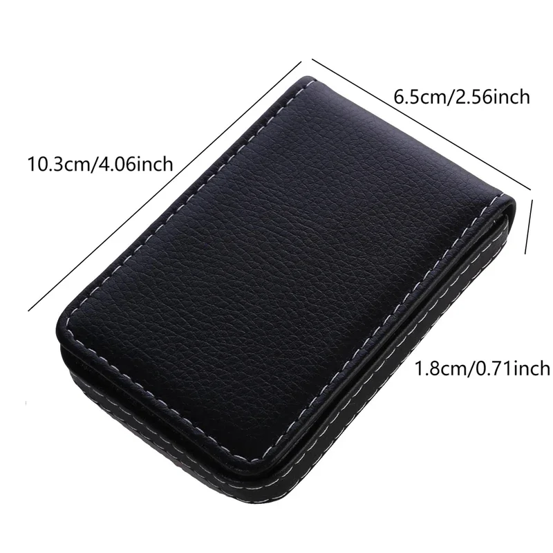 Vertical PU Leather Business Card Holder Wallet with Magnetic Closure