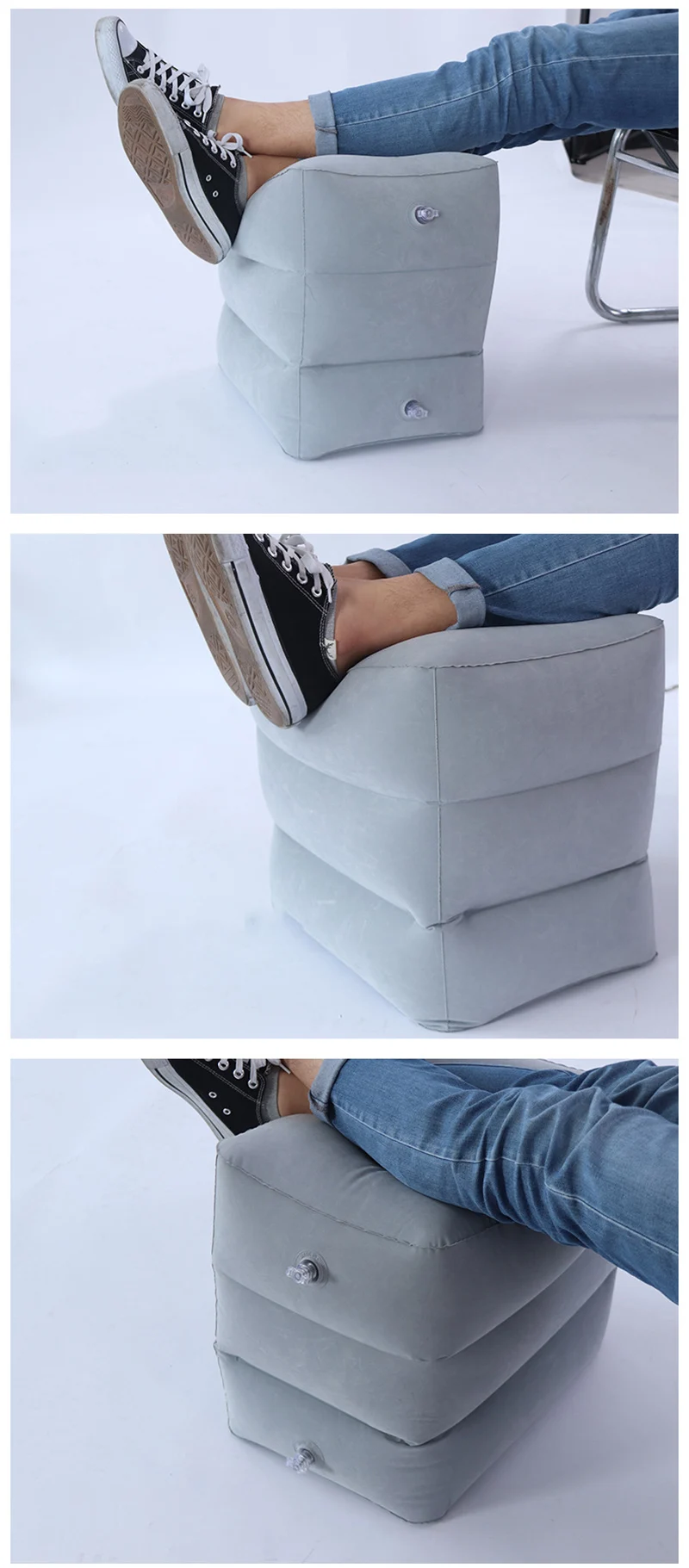 Description Picture 6 of item1/2/3 Layers Self Inflatable Portable Travel Footrest Pillow Airplane Train Car Height Adjustable Flight Sleeping Resting Pad