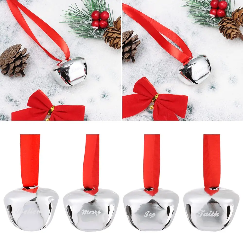 1.5 Pollici Christmas Jingle Bell Ornament Slith Bells Polar Express Bell Printed Believe Joy Bells For Craft Christmas Tree Decor