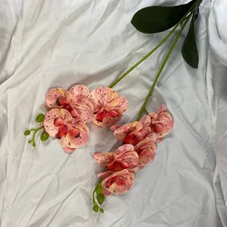 Elegant Artificial Butterfly Orchid Arrangement with Real Touch Leaves for Home and Wedding Decor (Pink Dot)