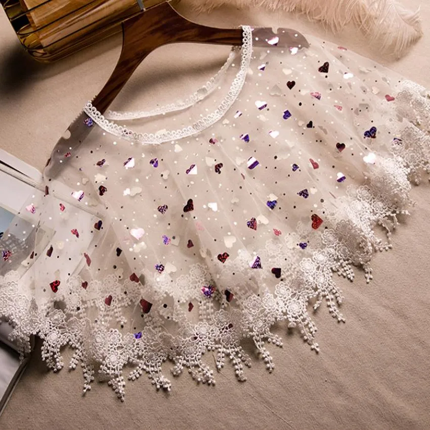 Pullover Tassel Lace Shawl Heart Shaped Sequins Women Fashion Summer Sunscreen Loose Sweetheart Thin With Cheongsam