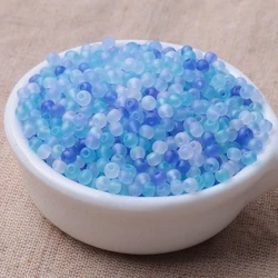 Super Uniform Matte Transparent Micro - Colored Glass Rice Beads - Handmade Decorative Loose Beads - 4mm 10g 100pcs (Blue)