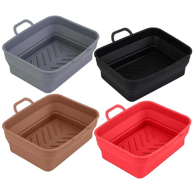 4Piece Air Fryer Silicone Tray Foldable Replacement Parts For