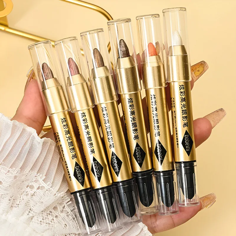 2 in 1 Pearly Eyeshadow Stick Pencil Waterproof Glitter Matte Eyelid Under Crease Makeup Pen