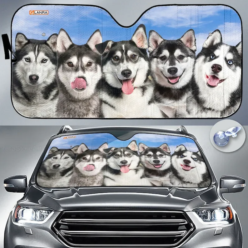 

Husky Car Sunshade, Dog Car Decoration, Husky Lover, Auto Sun Shade, Gift For Dad, Car Windshield, Gift For Him PHT092205F02