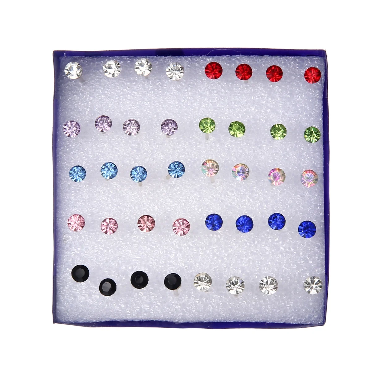 20-teiliges mehrfarbiges Strass-Ohrstecker-Set für Damen und Herren, minimalistische Kristall-runde Piercing-Ohrringe, Party- und Alltagsschmuck – Detail 8