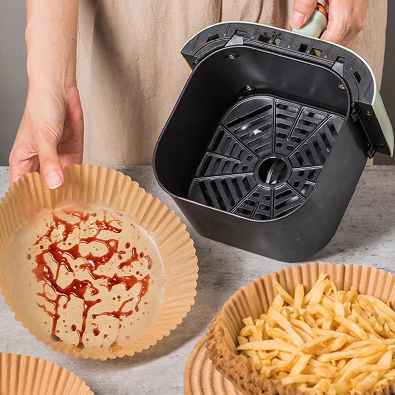 Disposable Air Fryer Paper Liner 16/20CM Oil-proof Water-proof 100/200PCS Airfryer Disposable Cooking Paper Trays Baking disposable air fryer paper