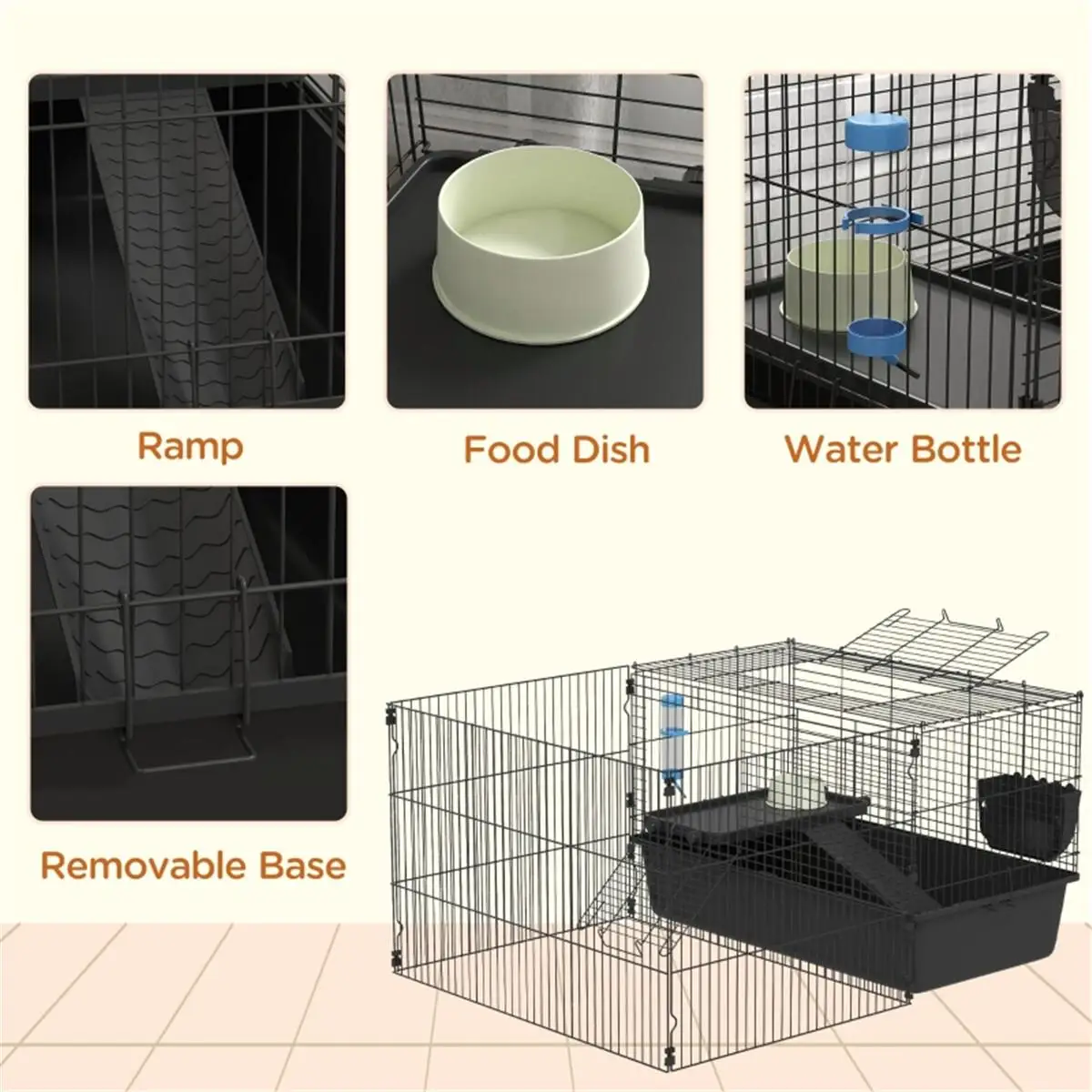 Portable Small Animal Playpen Cage for Rabbits, Guinea Pigs, Ferrets & More-Easy Assembly & Safe Enclosure