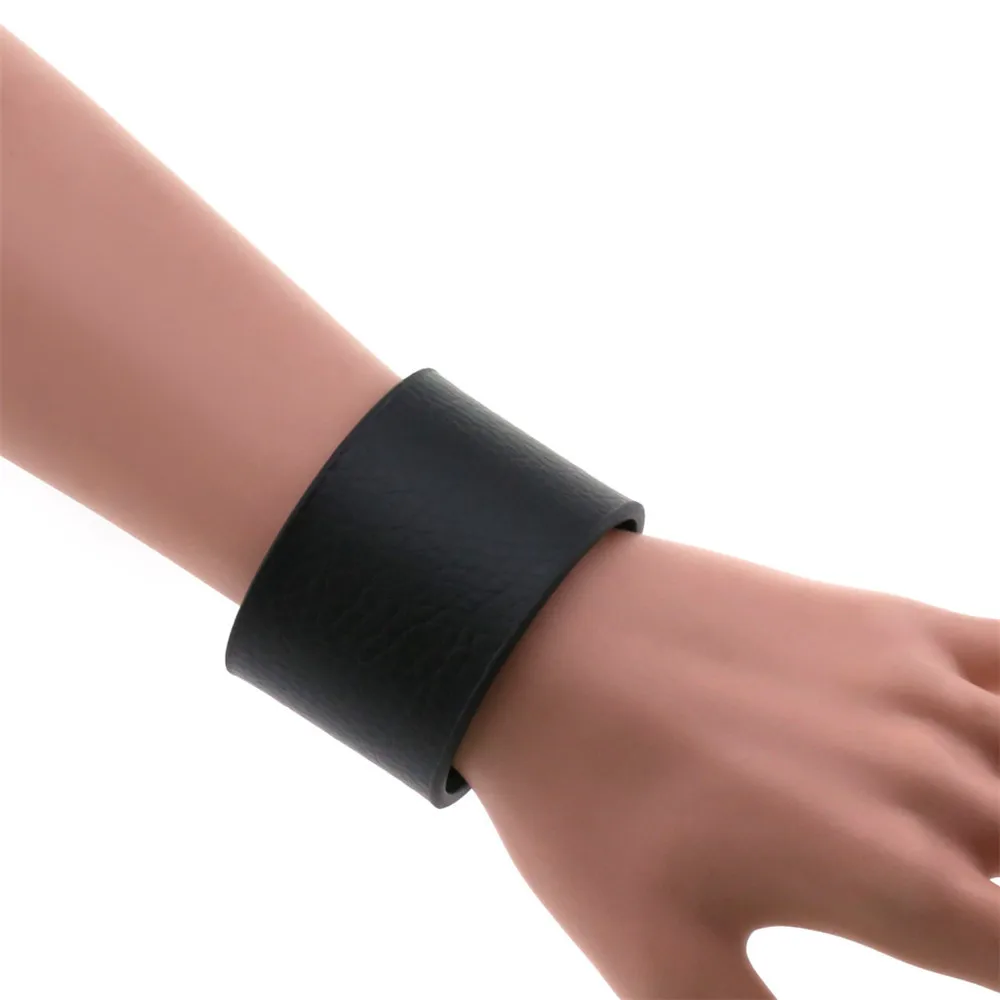Neues breites Wickelarmband Gothic Steampunk Armband Punk Rock Biker Armband aus Pu-Leder für Männer Frauen Mode-Schmuck 2