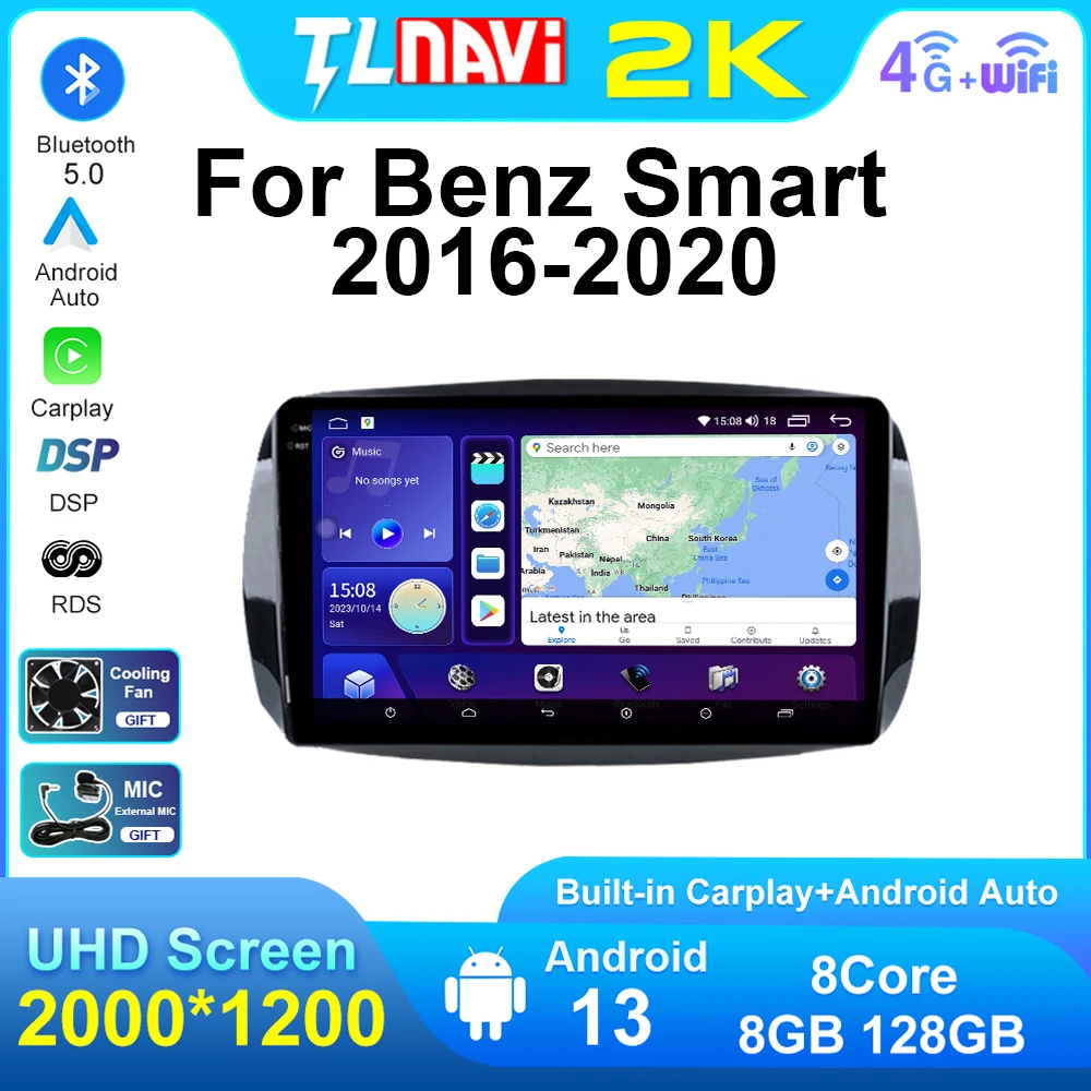 

Автомагнитола TuleNavi для Mercedes Benz Smart Fortwo 2016 - 2020 с GPS-навигацией, 9 дюймов, Android