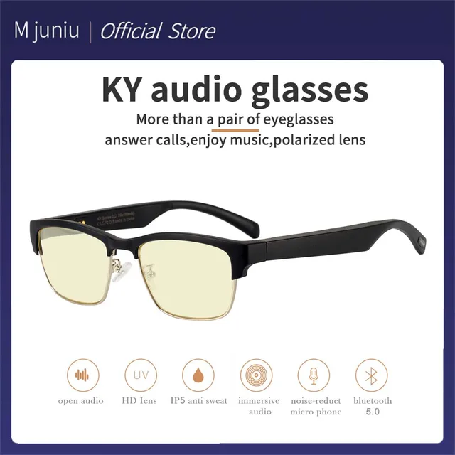 M juniu Ky inteligentne okulary bezprzewodowe połączenie Bluetooth Audio okulary głośnomówiące dzwonienie muzyka Audio okulary sportowe słuchawki bezprzewodowe 1