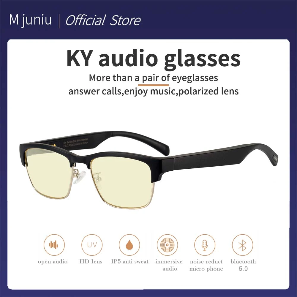 M juniu Ky Smart Glasses Wireless Bluetooth Call Audio Glasses Hands-Free Calling Music Audio Sports Glasses Wireless Headphones best buy earbuds