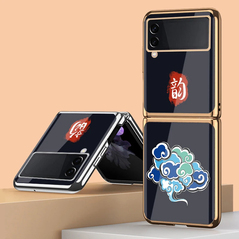 

Z Flip 4 Funda Case for Samsung Galaxy Z Flip 4 3 2 1 Rhyme Plating Tempered Glass Coque Protection Phone Case Cover