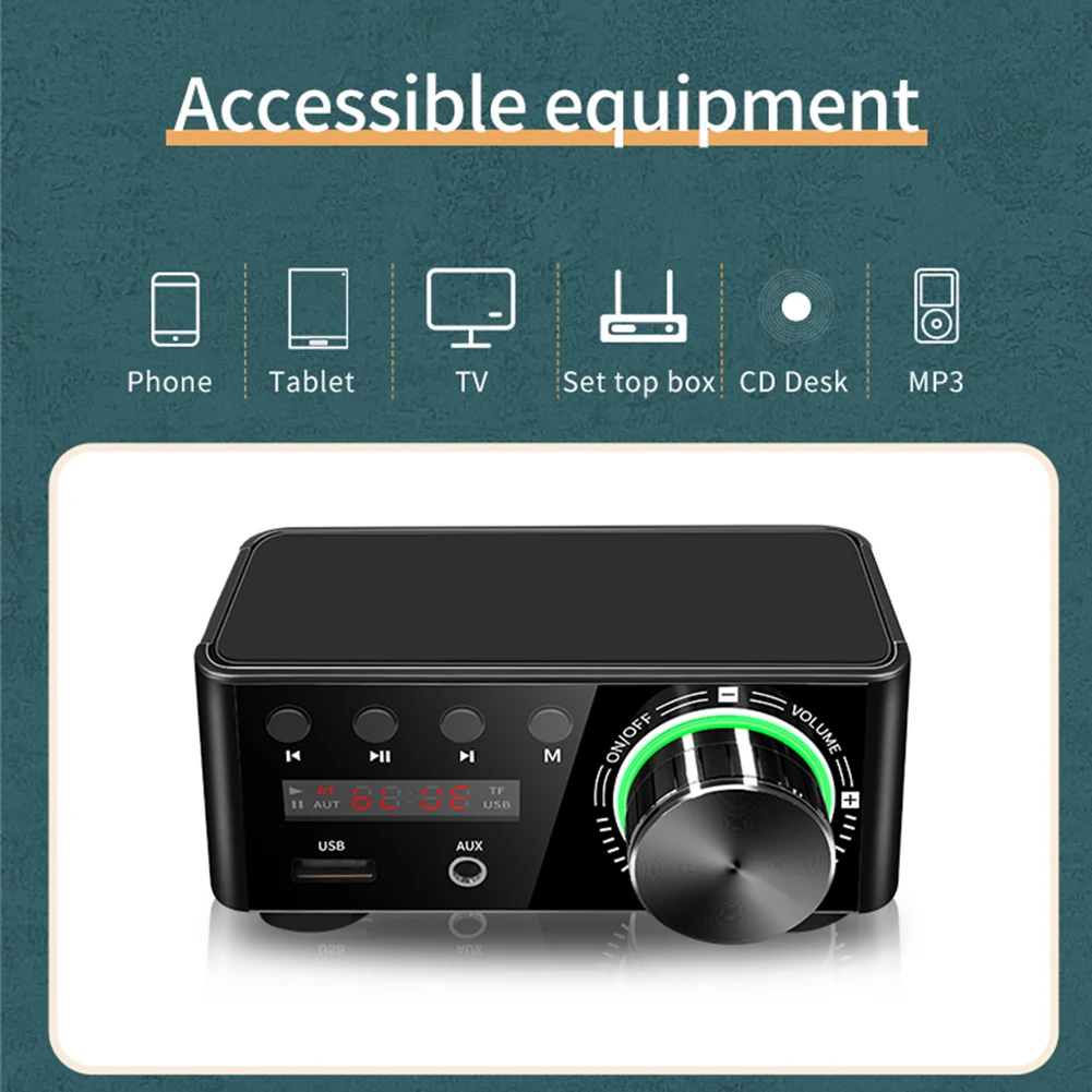 HiFi 미니 앰프 클래스 D 50Wx2 CS8673E 디지털 앰프(디지털 디스플레이 포함) 블루투스 호환 5.0 AUX TF 홈 시어터