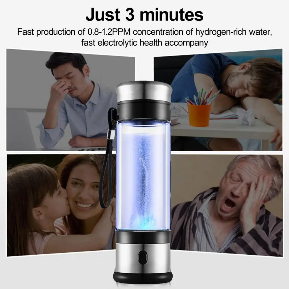 

Electrolyzed Water Bottle Portable Hydrogen Water Generator Bottle with Pem Technology for Health Boosting Ionization 350ml