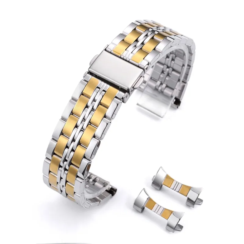 Premium Curved End Stainless Steel Watch Strap with Folding Buckle
