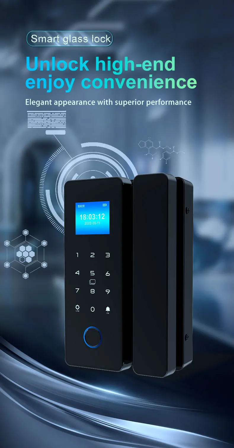 Smart Phone Hahalock APP Fingerprint Lock Bluetooth Glass Sliding Door Smart Loc