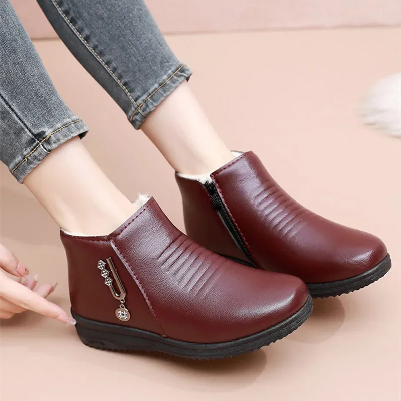 Winter Warm Women Boots Thick Plush Ankle Boots Woman Zipper Comfortable Outdoor Snow Boots Fashion Cotton Shoes Botas De Mujer