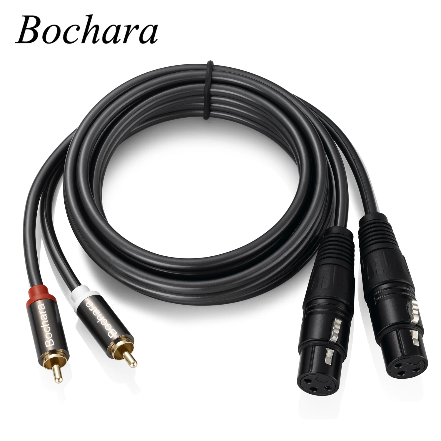 Bochara 2RCA auf Dual XLR Buchse/Stecker OFC Audiokabel abgeschirmt für Verstärker-Mixer-Lautsprecher 1,5 m 3 m
