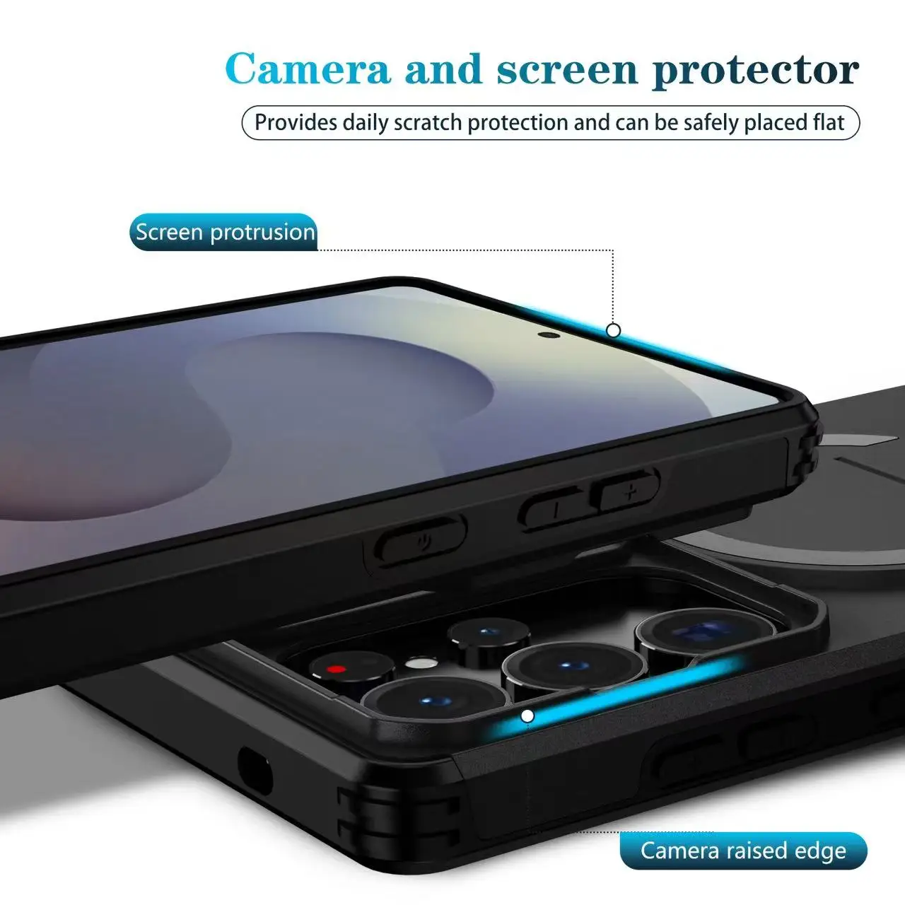 Armor Shockproof Magnetic Case with Lens Protection and Stand