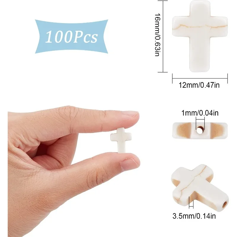 Sparkeads 100 perline a croce fosforescenti, 16 mm, in acrilico, sfuse, distanziatori, sfuse, per collane pasquali, gioielli, bracciali, portachiavi, fai da te, artigianato da donna