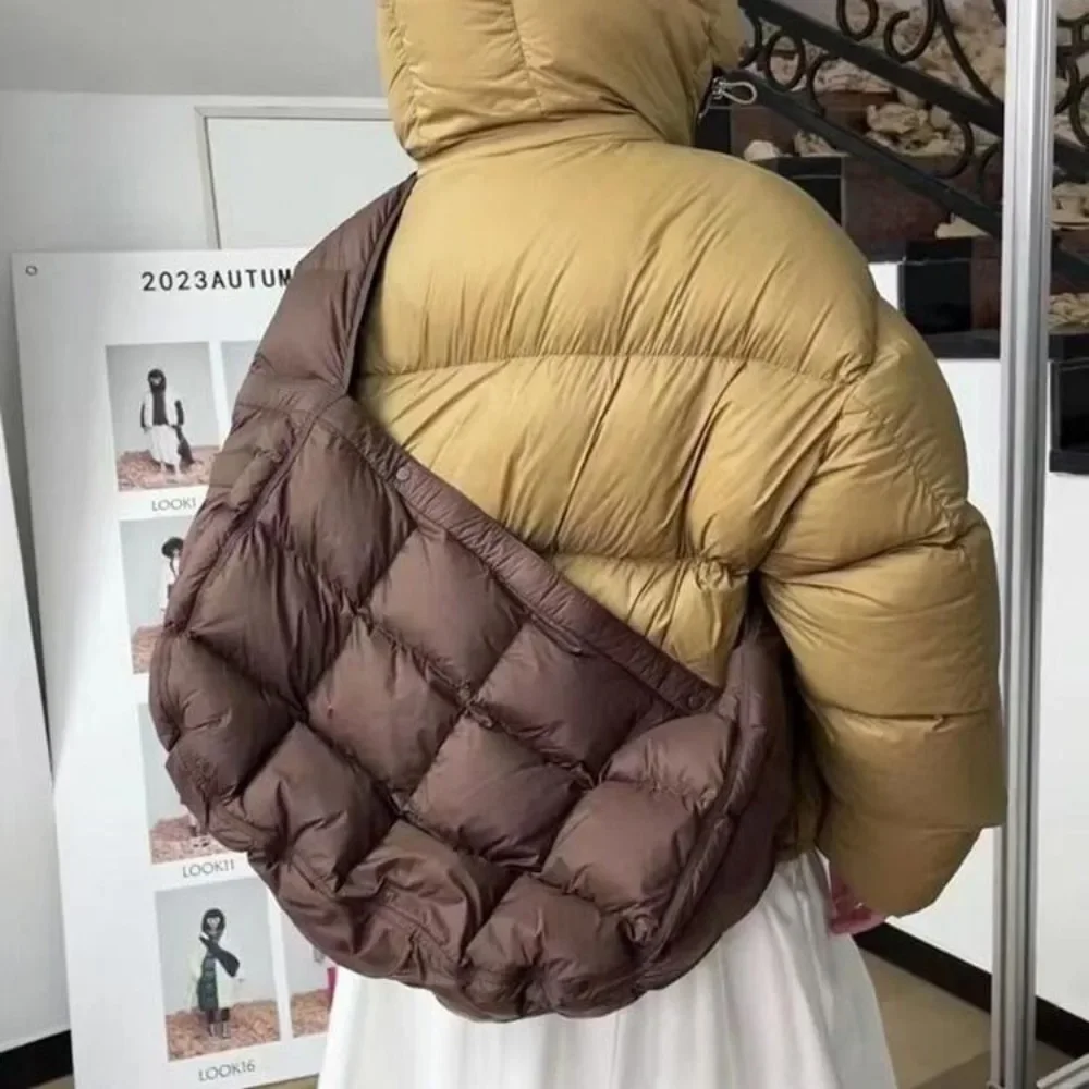 

Overlarge Quilted Crossbody Bags for Women Winter Cotton Padded Shoulder Bag Nylon Down Space Handbag Hobo Designer Shopper Tote