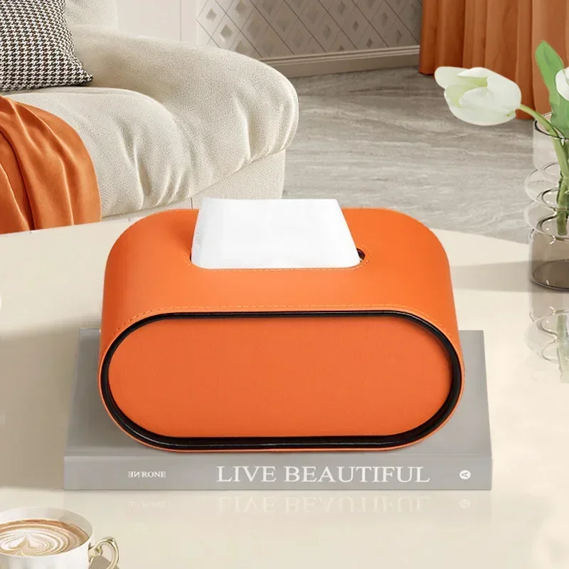 Luxurious Oval Leather Tissue Box for Living Room or Bedroom Decor