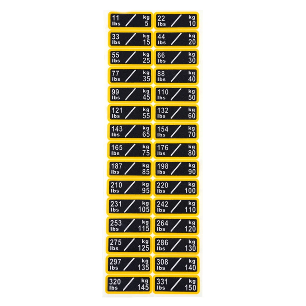 Gym Weight Stickers Smooth PP Material Labels for Efficient Weight Marking on Fitness Equipment 10LB to 100LB