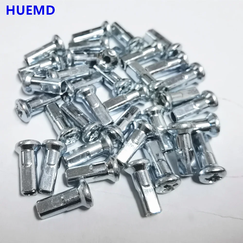 Material 45# Steel Nipples For Diameter 3.18-3.2mm Length 19mm 10G E-bike Spokes Sliver Color Spoke Caps For Motocycle rims