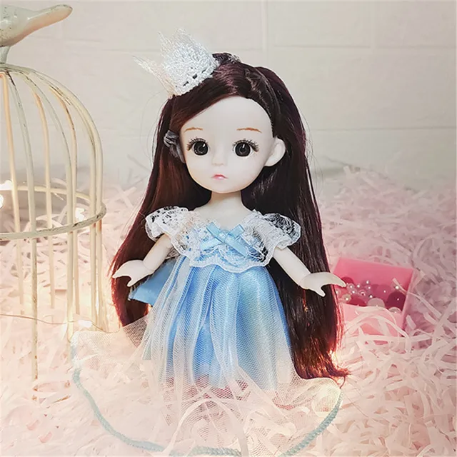 17cm Doll BJD Mini Doll 13 Movable Joint Baby 3D Eyes OB11 Beautiful Girl Toy DIY Doll With Clothes Dress Up 1/8 Fashion Doll 5