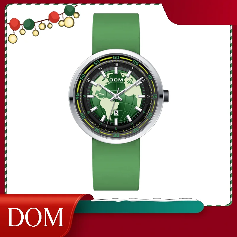 DOM watch for men automatic  fashion simple businesscus casual wach Creative earth design, environmental color pattern men automatic buckle width 3 5cm card slot belt fashion youth business leisure outdoor training lychee pattern waist seal a3502