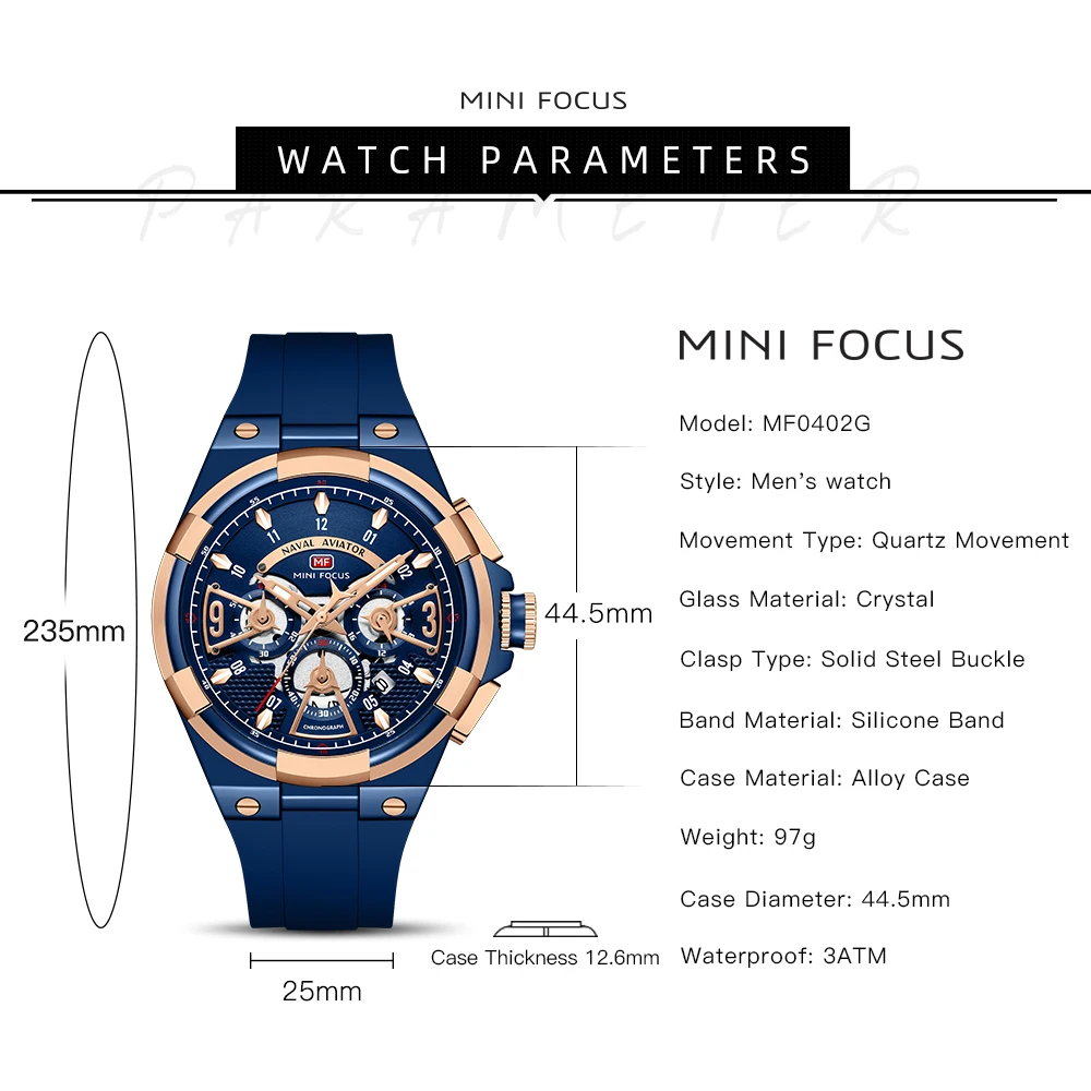 MINI FOCUS Quarzuhr für Herren, wasserdicht_voghion.com